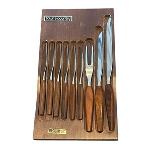 Washington Forge Town & Country Carving & Steak Knife Set Wood Handle Stainless